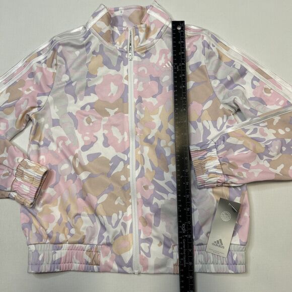 Adidas Pastel Pink Floral Camo Allover Print Full Zip Light Jacket - Size L (14) - Picture 6 of 12